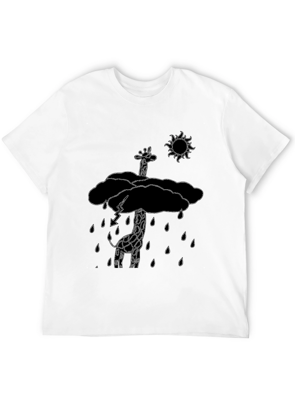 Giraffe in Rain Cloud Graphic Tee - Black