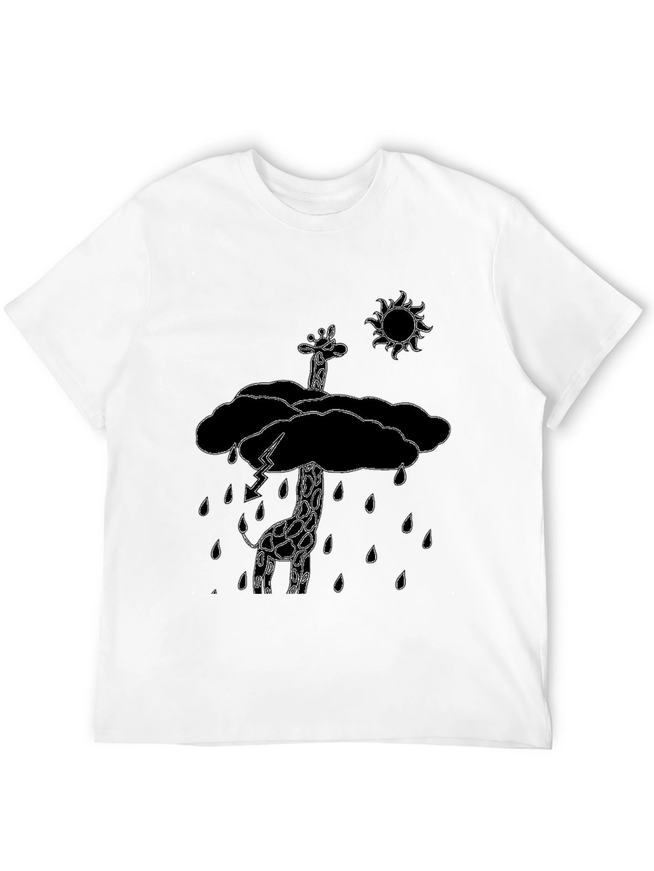 Giraffe in Rain Cloud Graphic Tee - Black