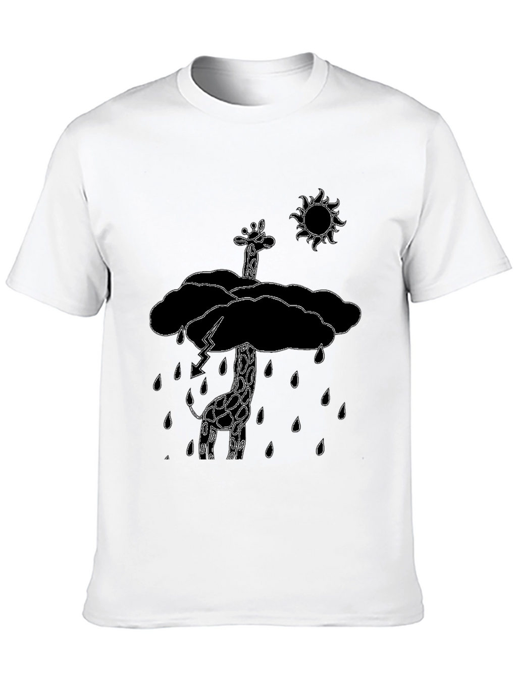 Giraffe in Rain Cloud Graphic Tee - Black