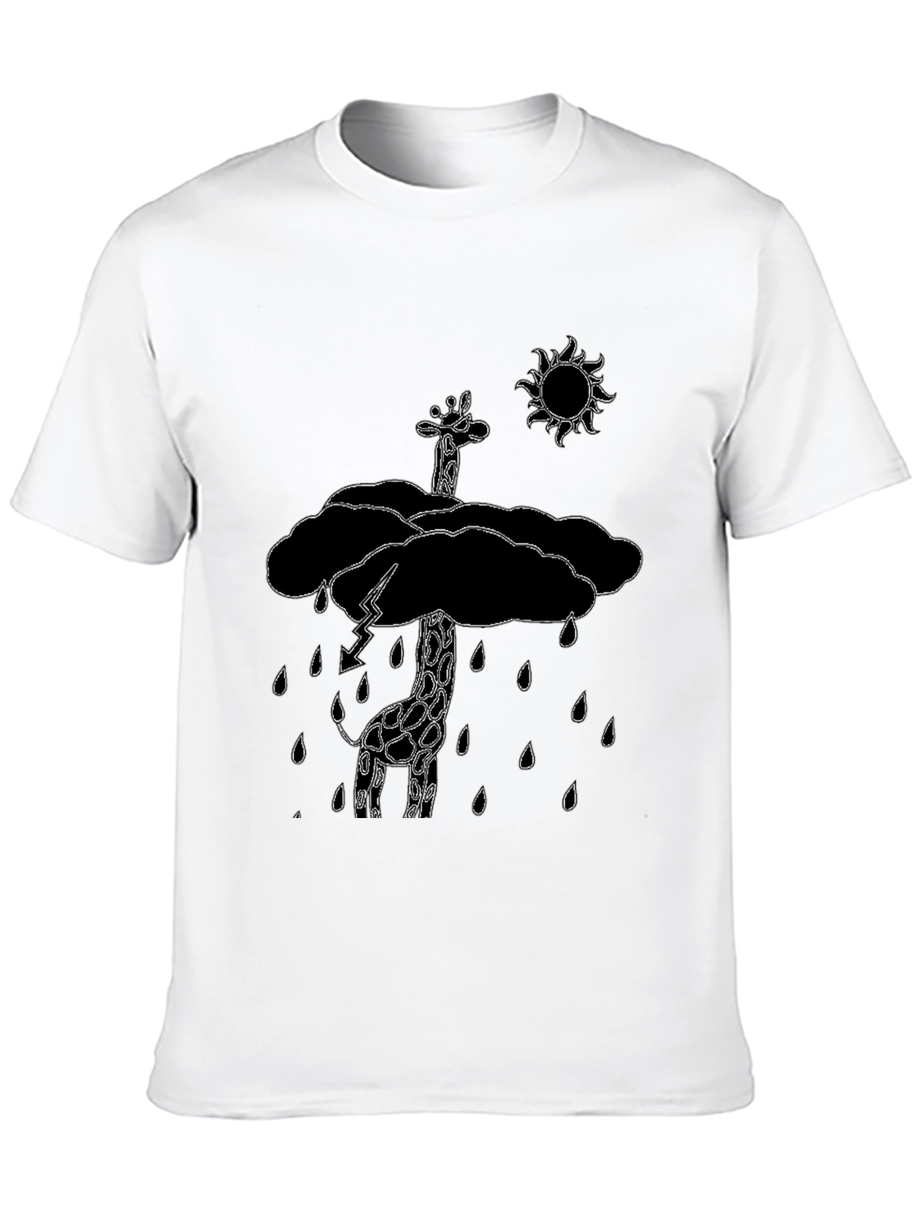 Giraffe in Rain Cloud Graphic Tee - Black