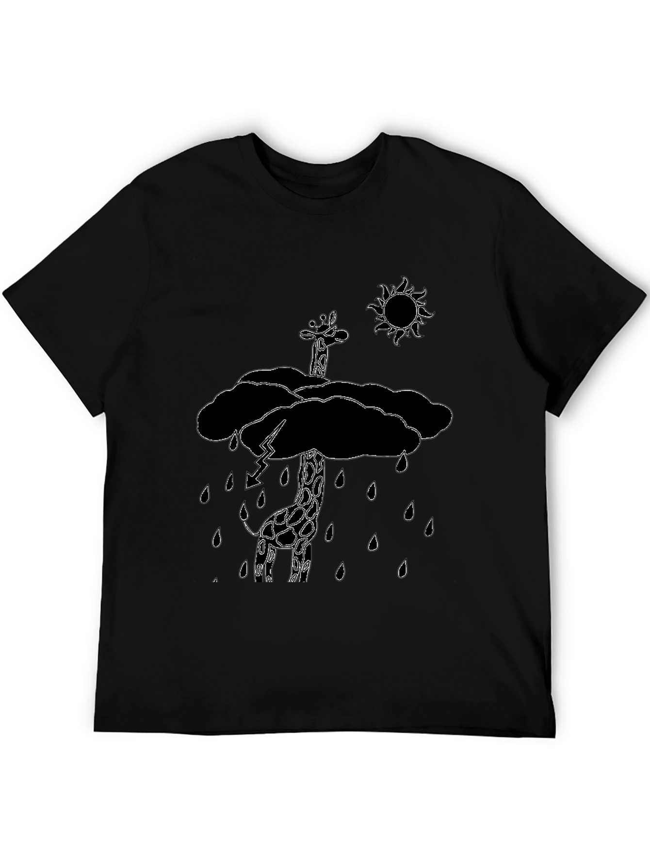 Giraffe in Rain Cloud Graphic Tee - Black