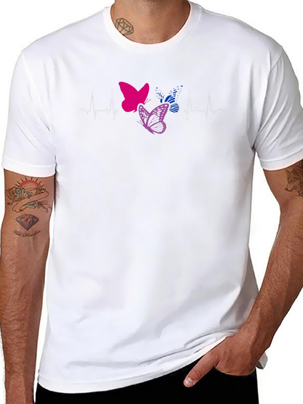 Bisexual Pride Butterfly Heartbeat T-Shirt