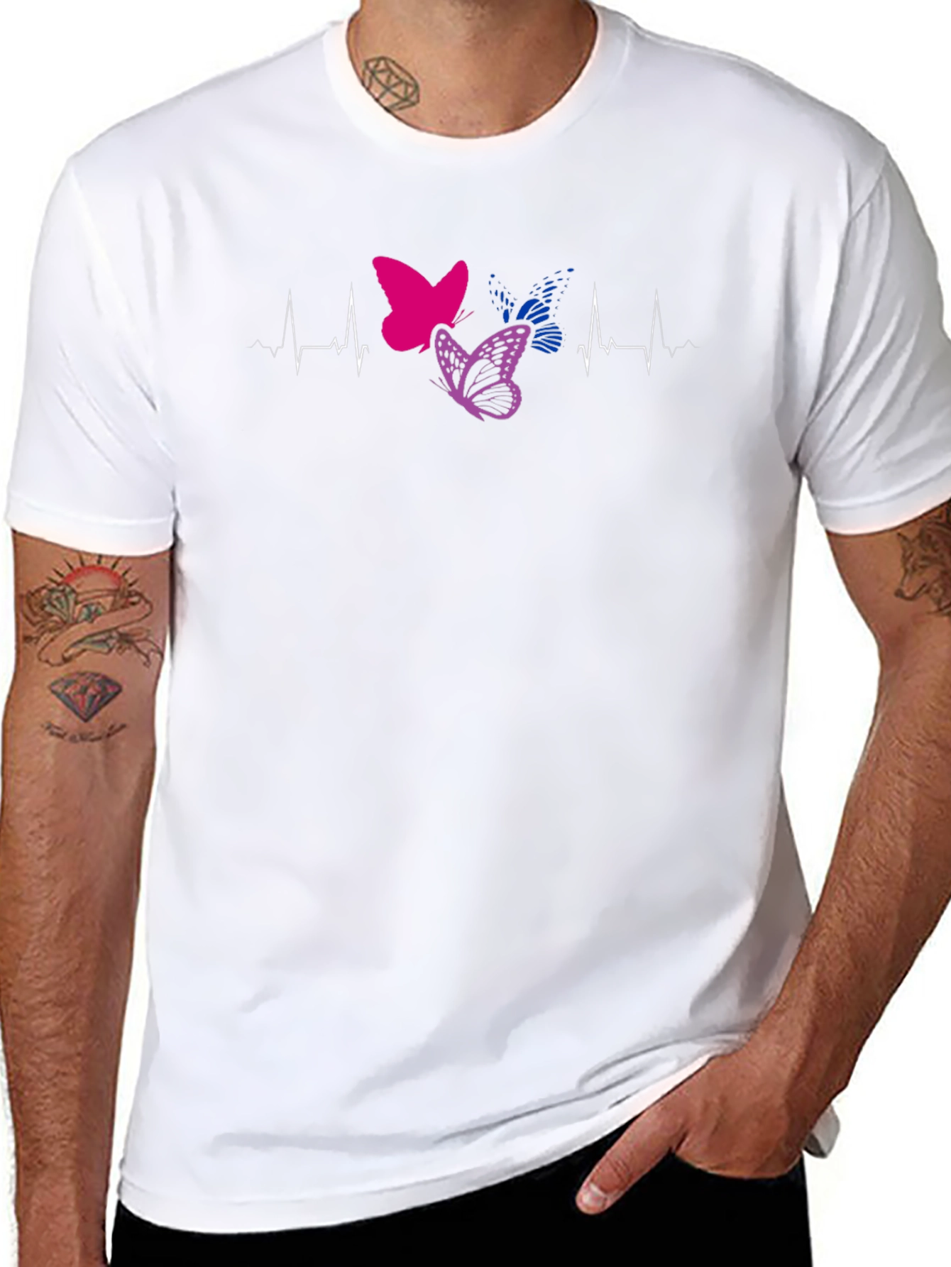 Bisexual Pride Butterfly Heartbeat T-Shirt