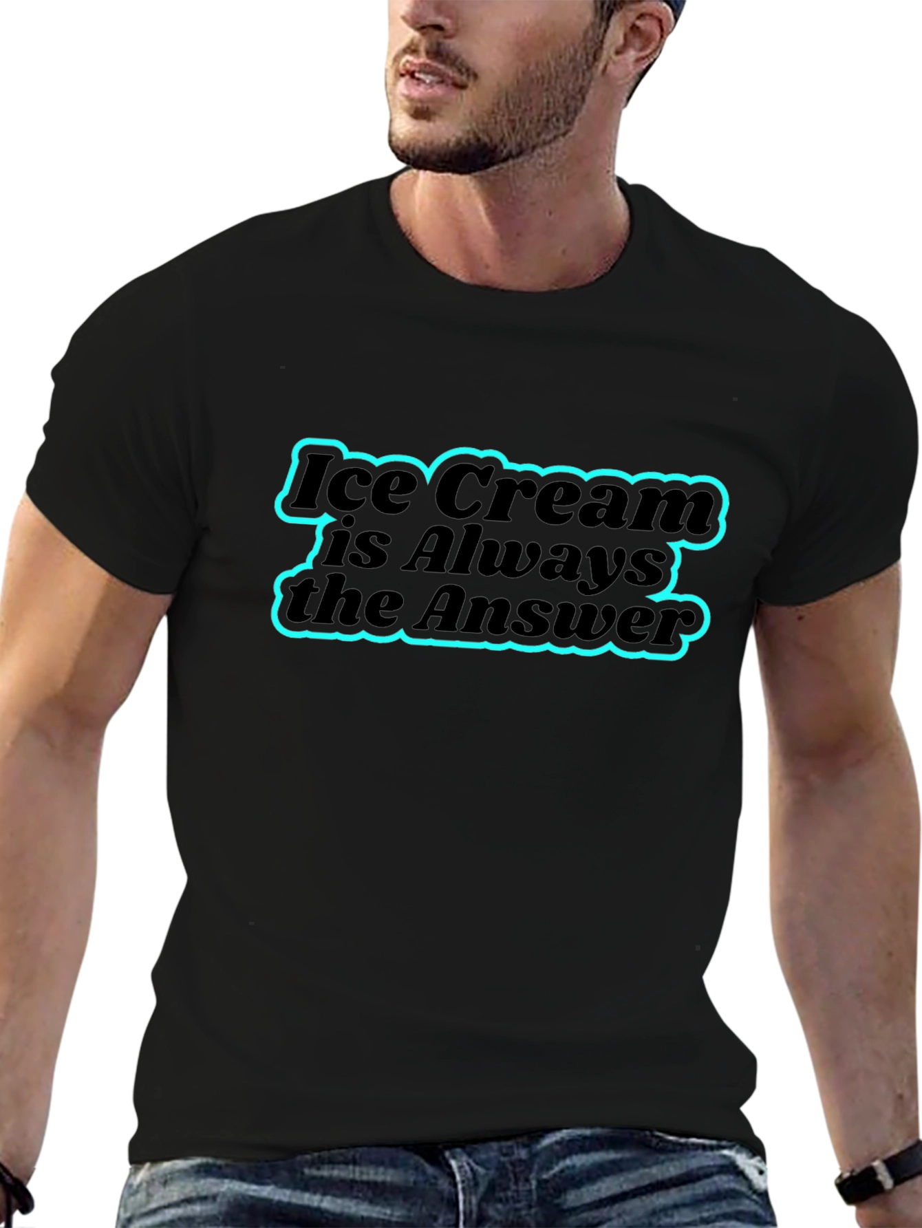 Ice Cream is Always the Answer Black T-Shirt