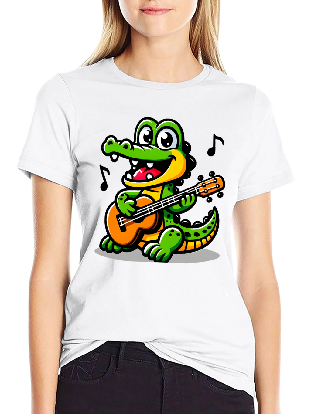 Cartoon Alligator Guitar T-Shirt