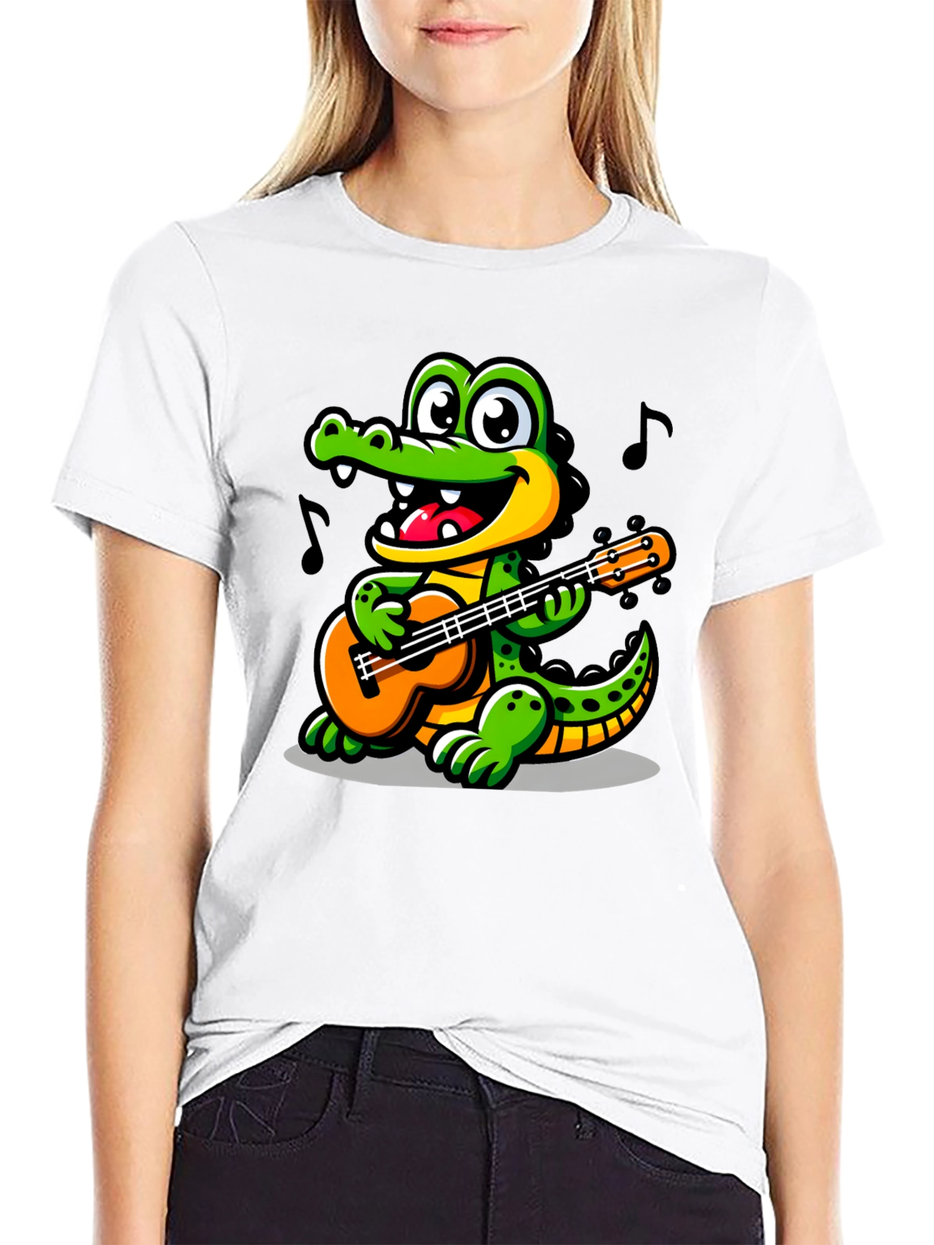 Cartoon Alligator Guitar T-Shirt