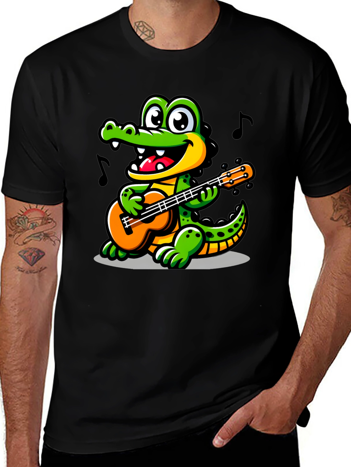 Cartoon Alligator Guitar T-Shirt