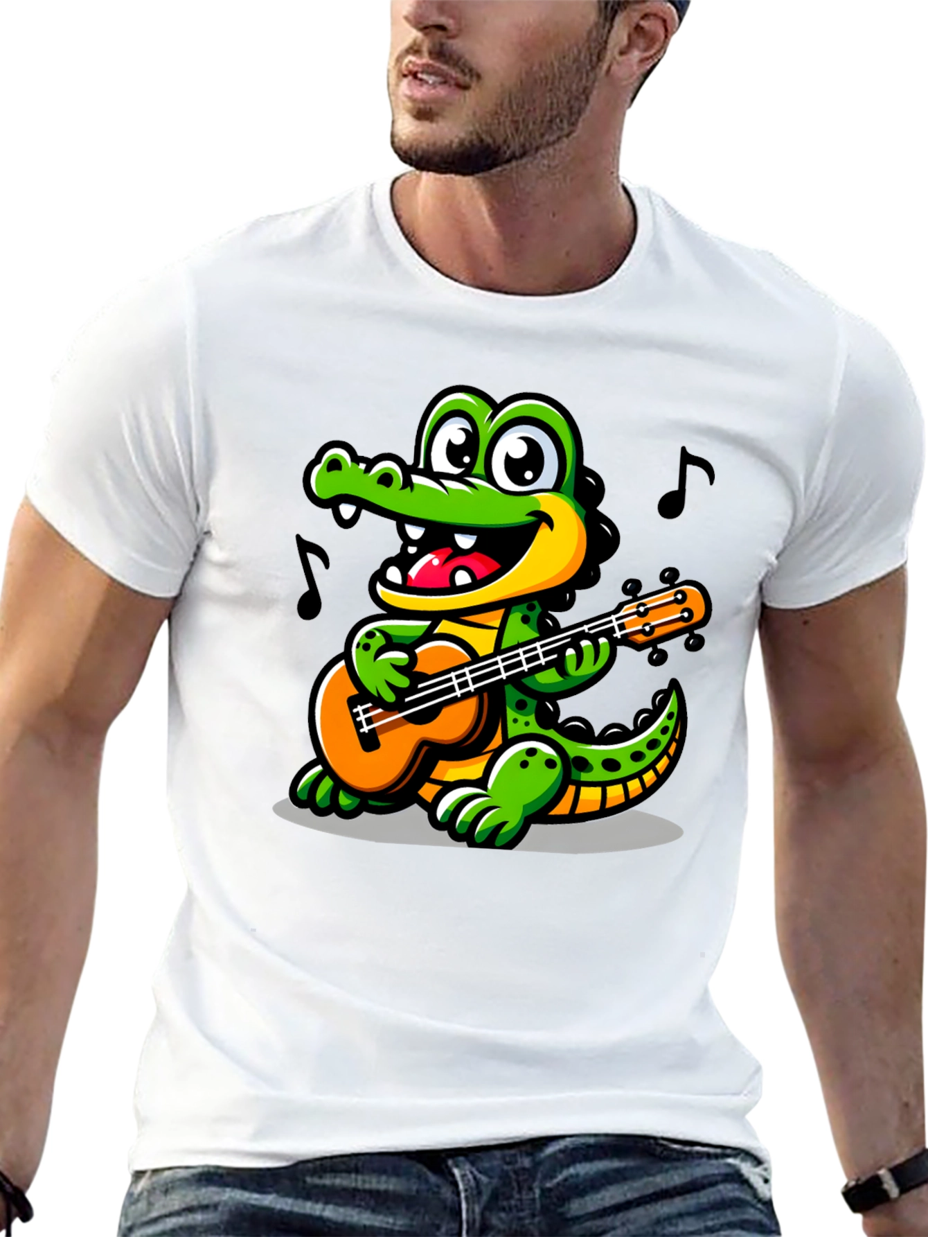 Cartoon Alligator Guitar T-Shirt