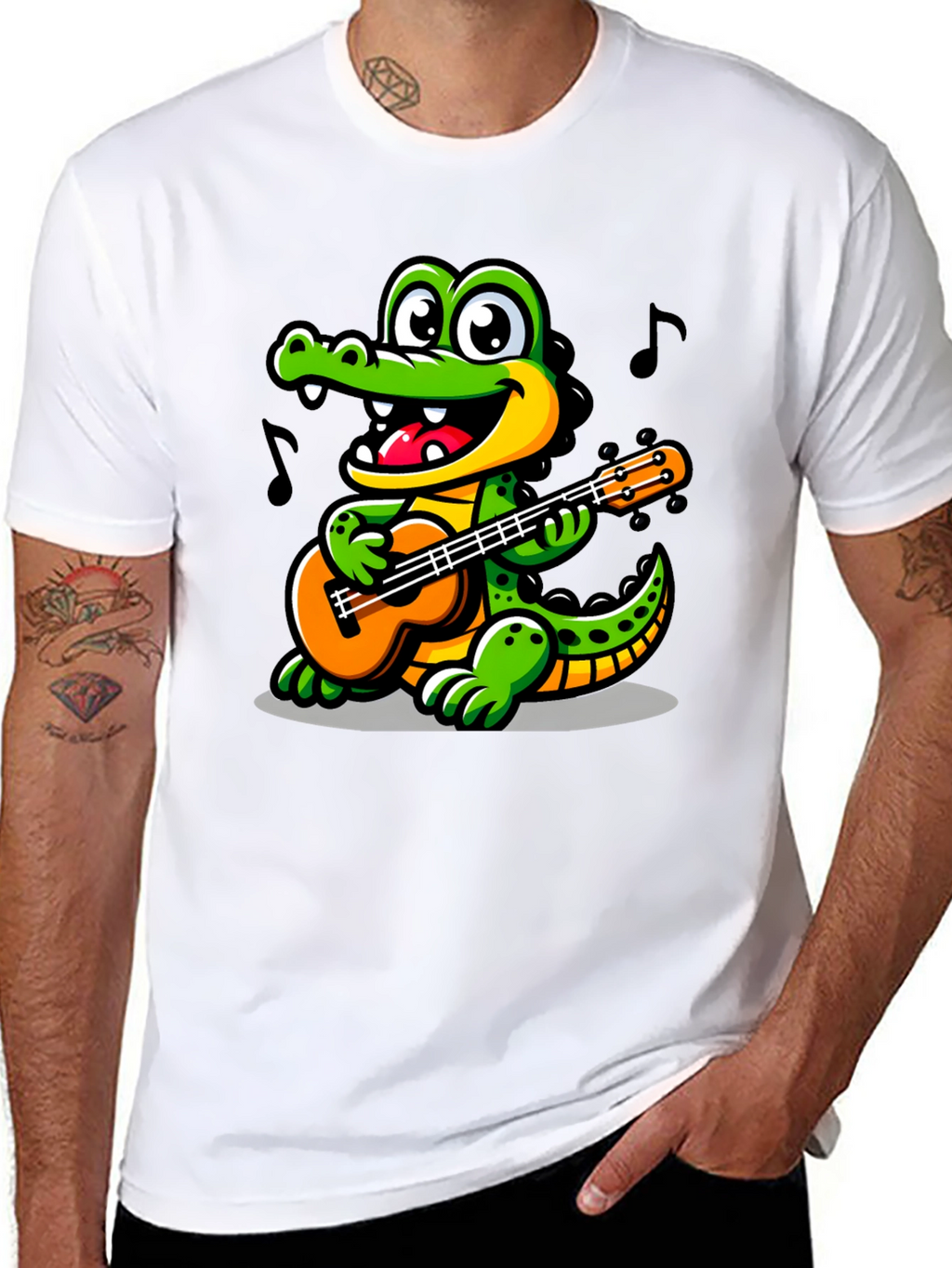 Cartoon Alligator Guitar T-Shirt