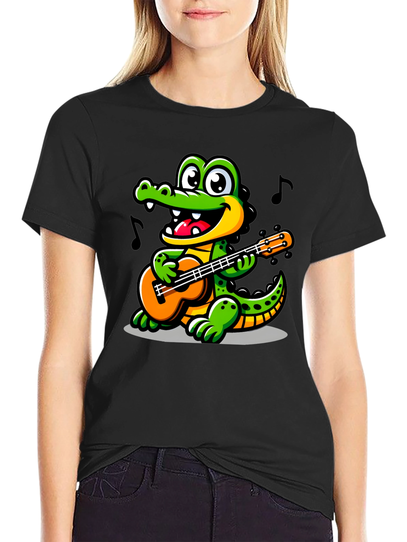 Cartoon Alligator Guitar T-Shirt