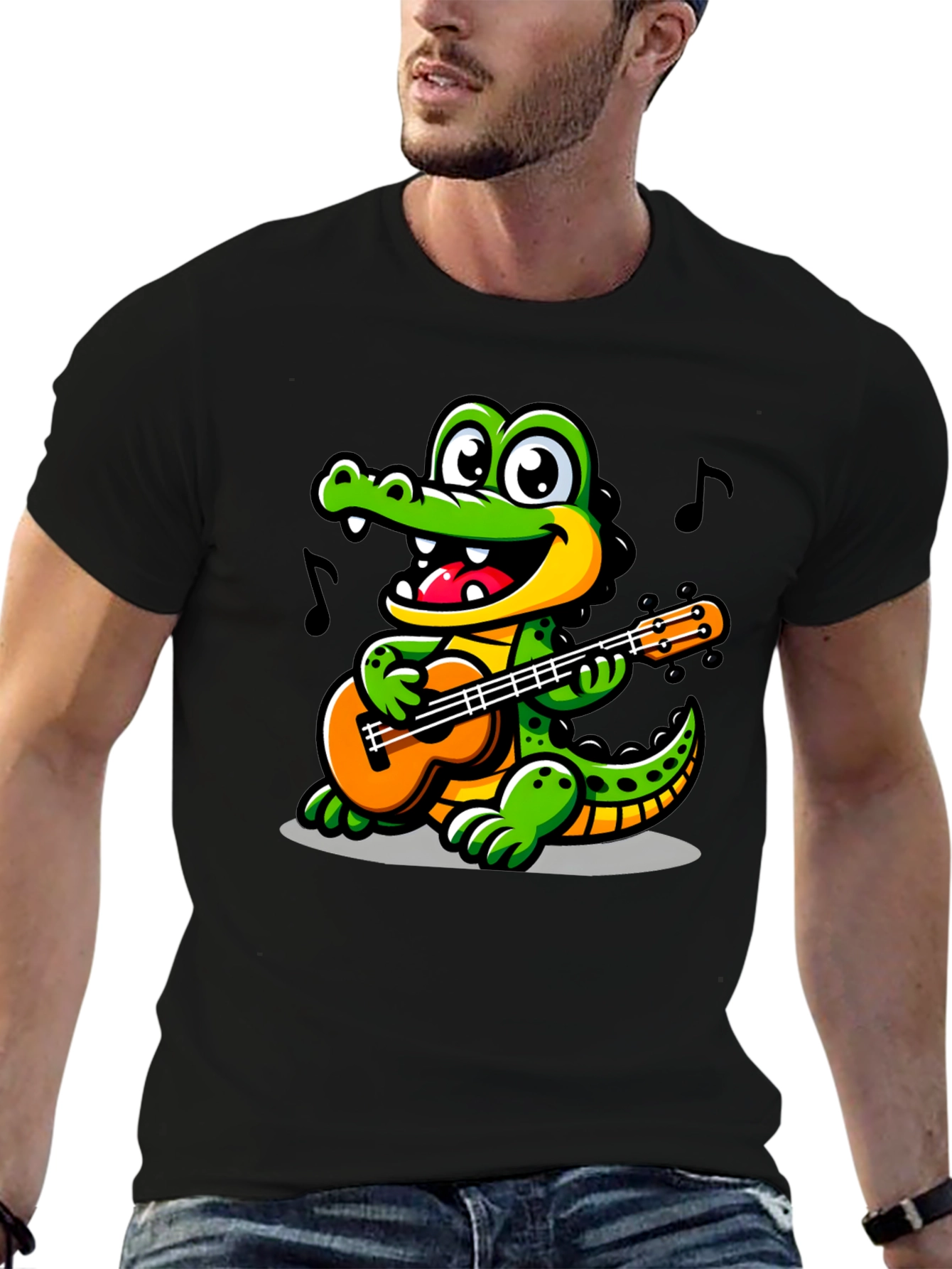 Cartoon Alligator Guitar T-Shirt