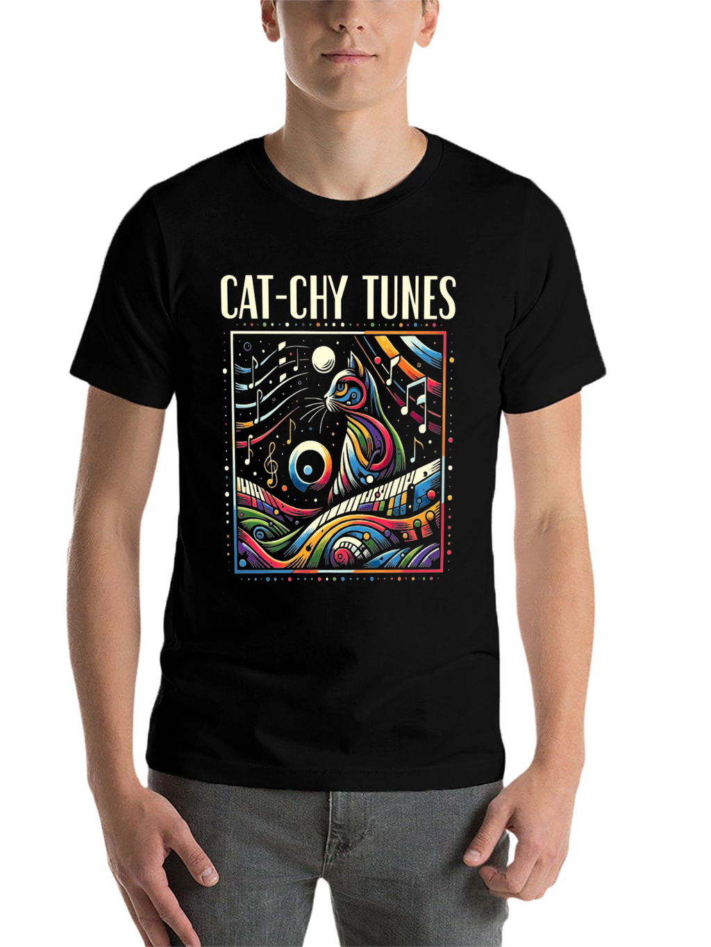 Cat-chy Tunes Graphic T-Shirt
