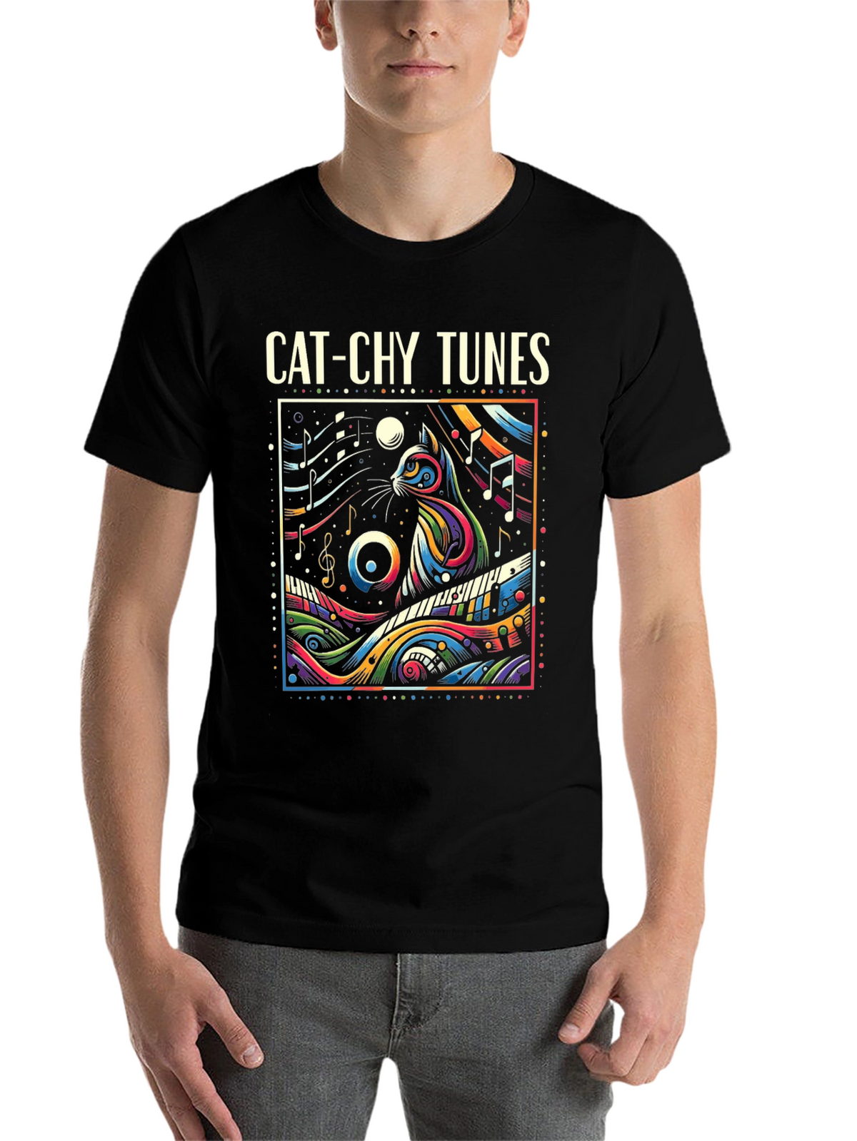 Cat-chy Tunes Graphic T-Shirt