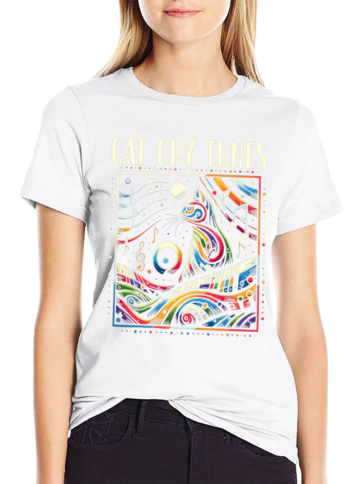 Cat-chy Tunes Graphic T-Shirt