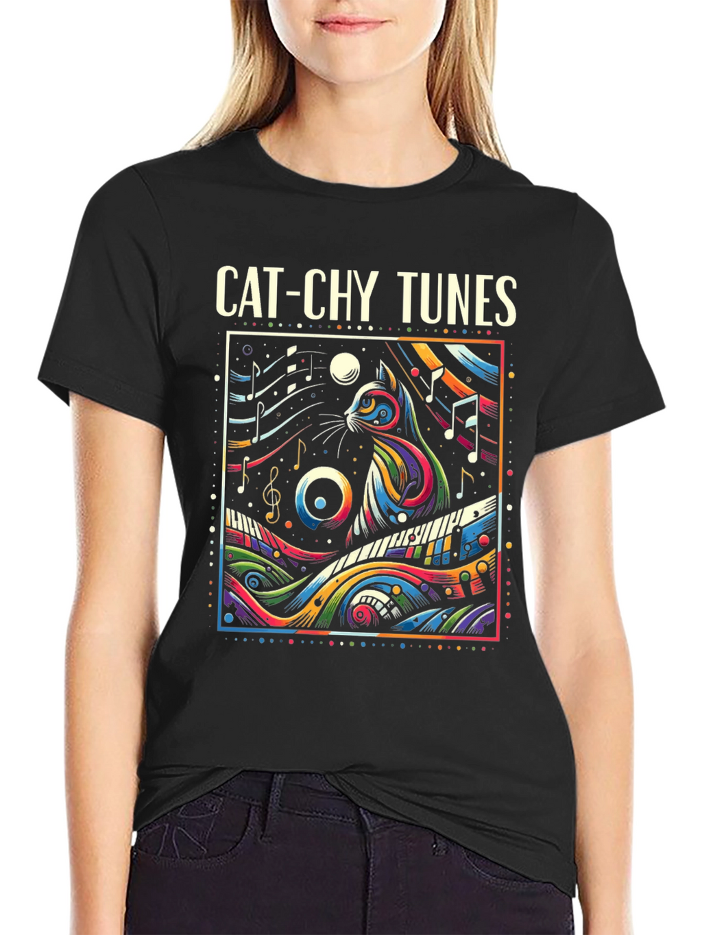 Cat-chy Tunes Graphic T-Shirt