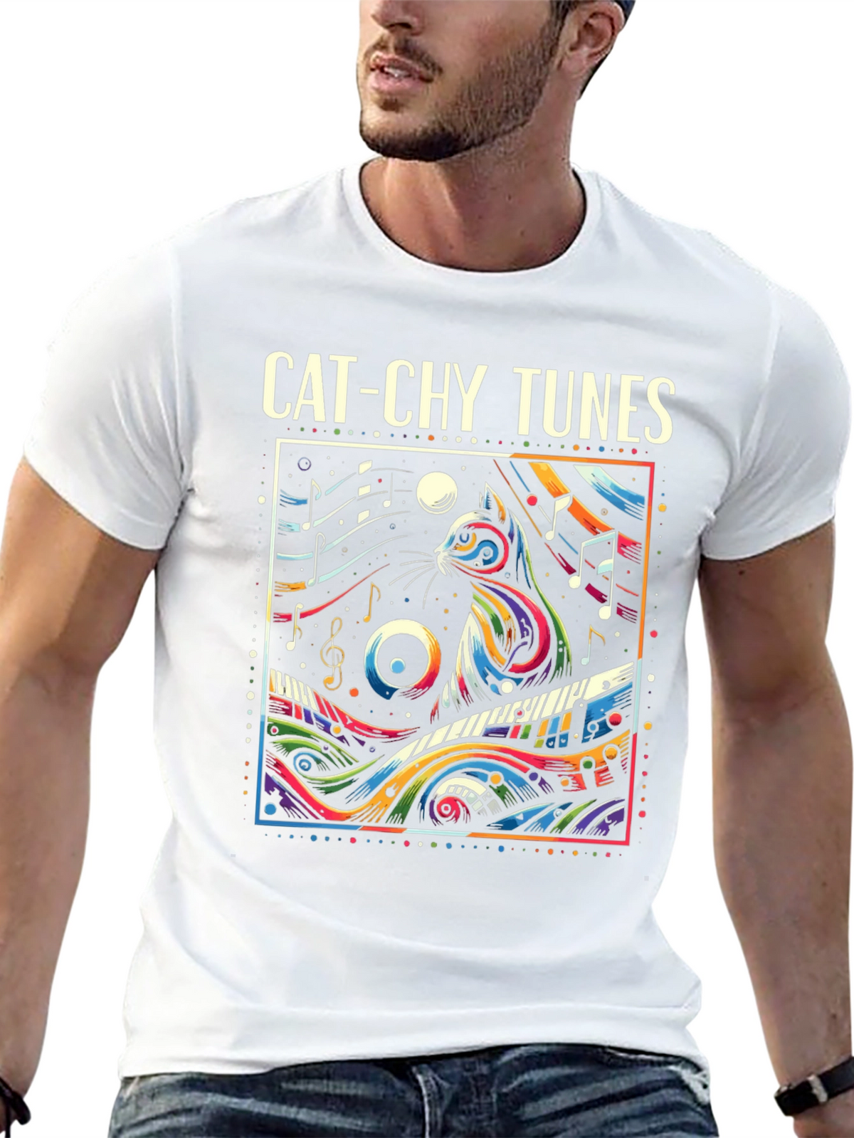 Cat-chy Tunes Graphic T-Shirt