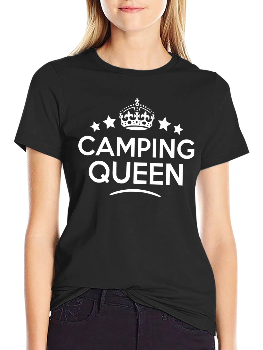 Camping Queen T-Shirt -  Black Cotton Tee
