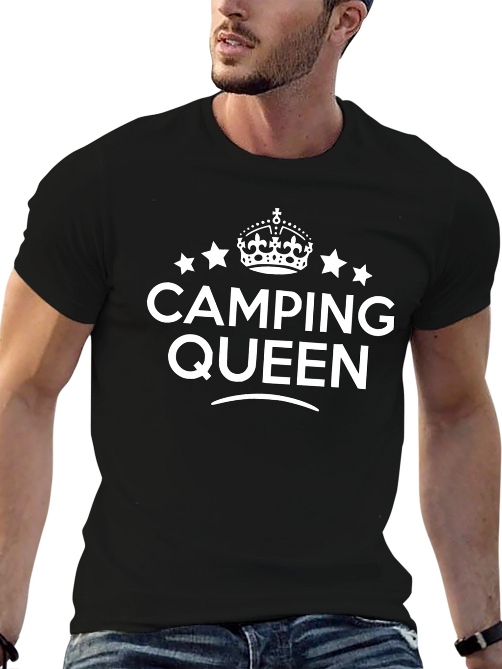 Camping Queen T-Shirt -  Black Cotton Tee