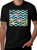 Floral Pattern Black T-Shirt