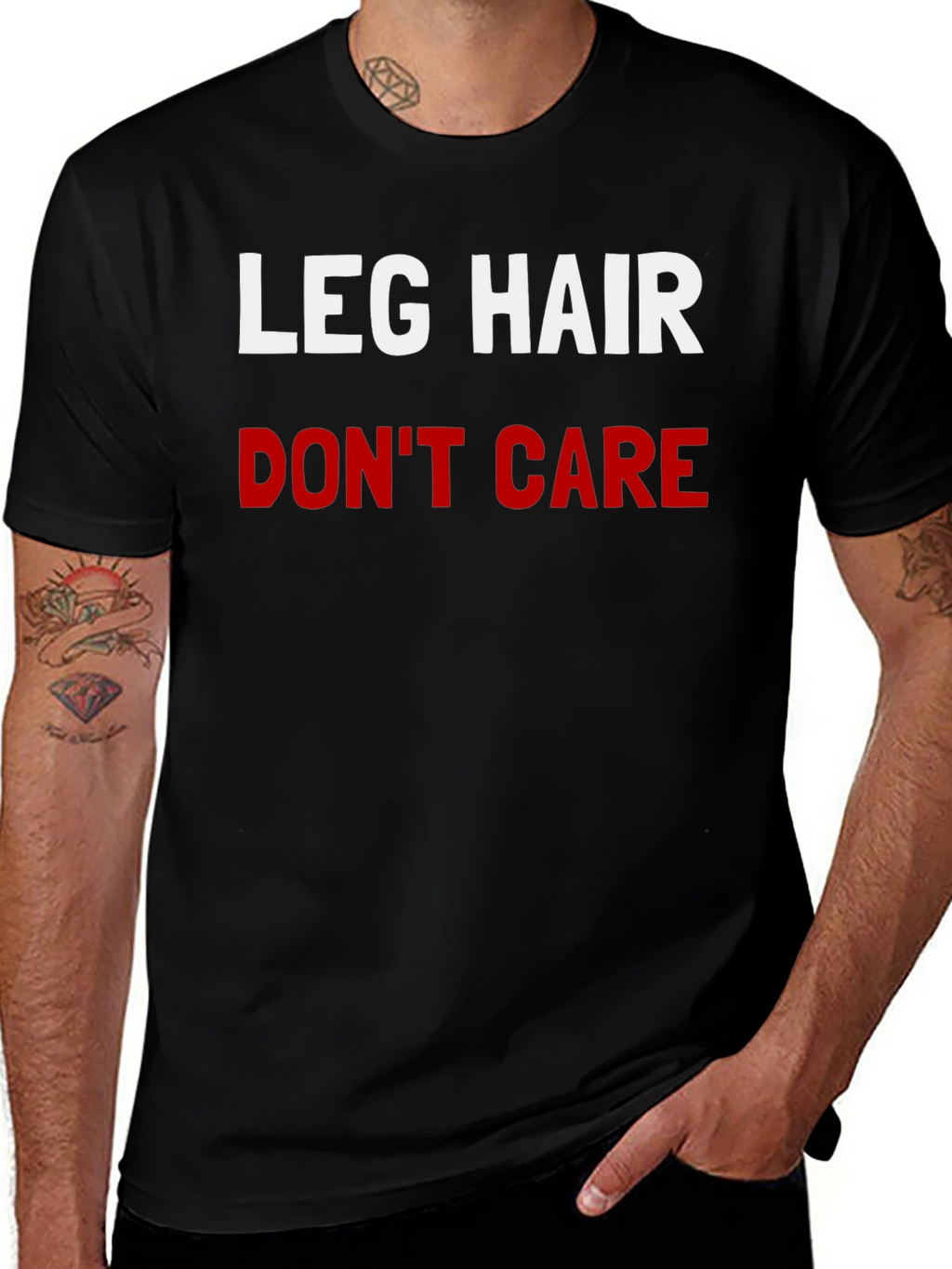 Leg Hair Dont Care Graphic Tee - Black T-Shirt