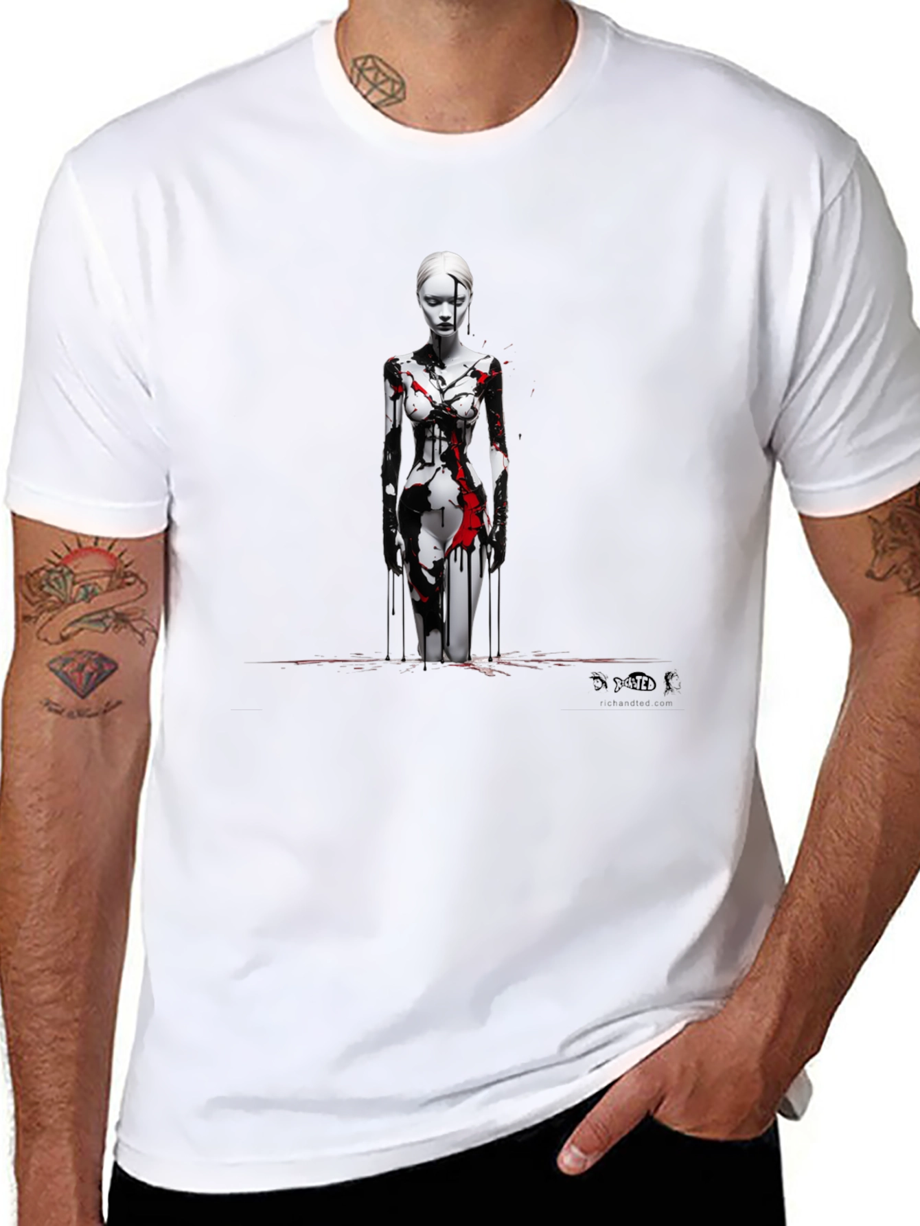 Abstract Art Graphic Print Black T-Shirt
