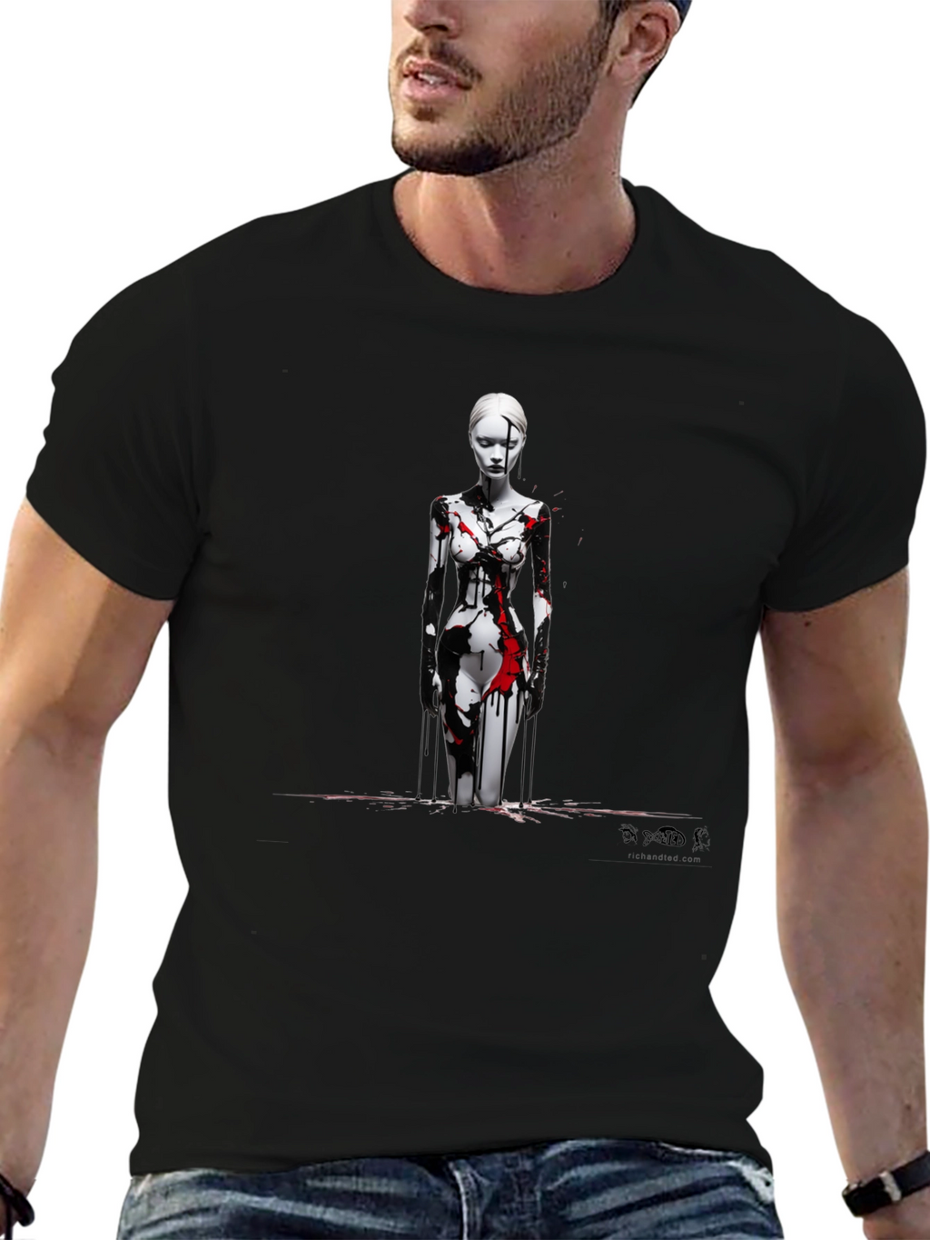 Abstract Art Graphic Print Black T-Shirt