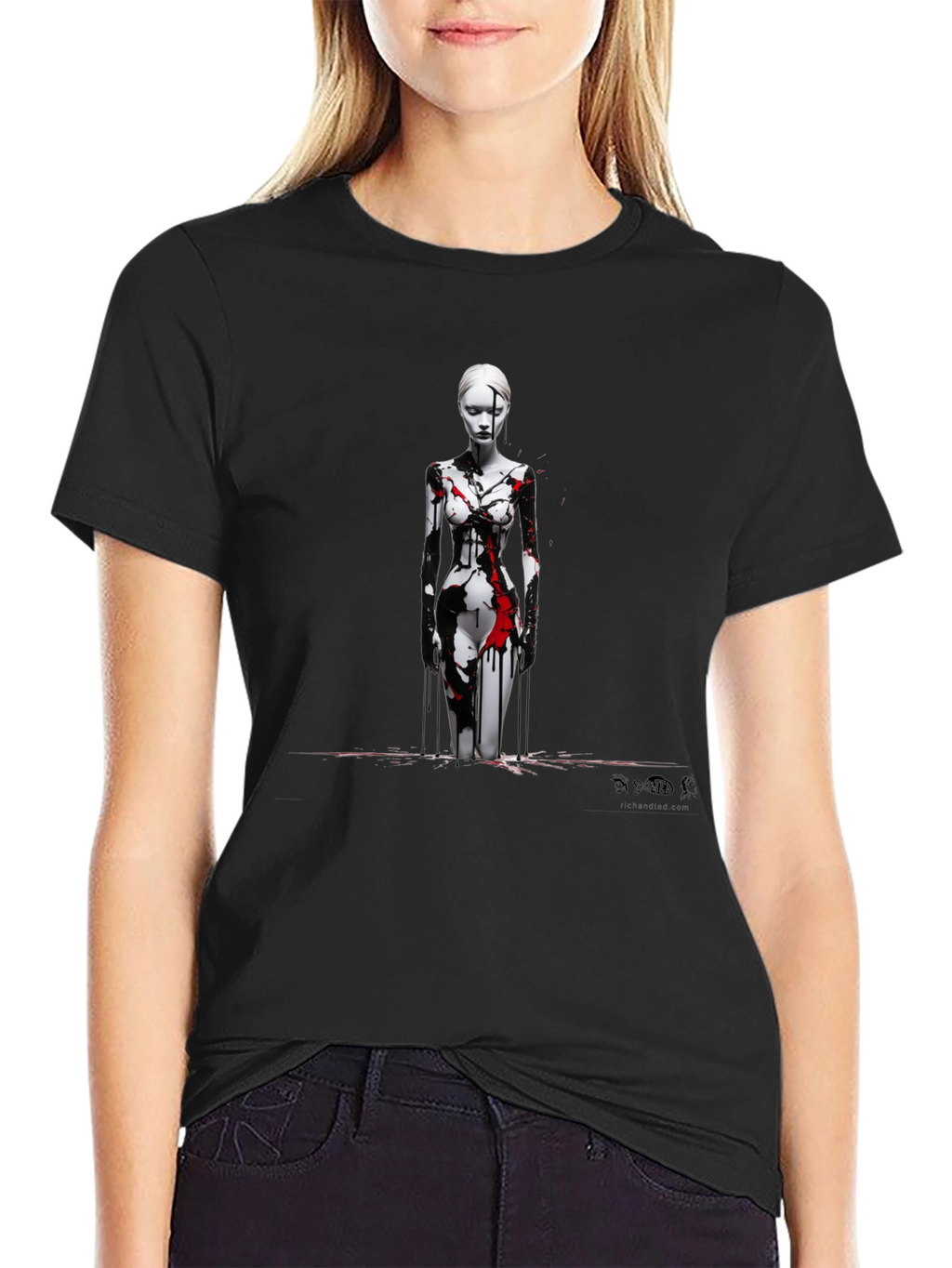Abstract Art Graphic Print Black T-Shirt