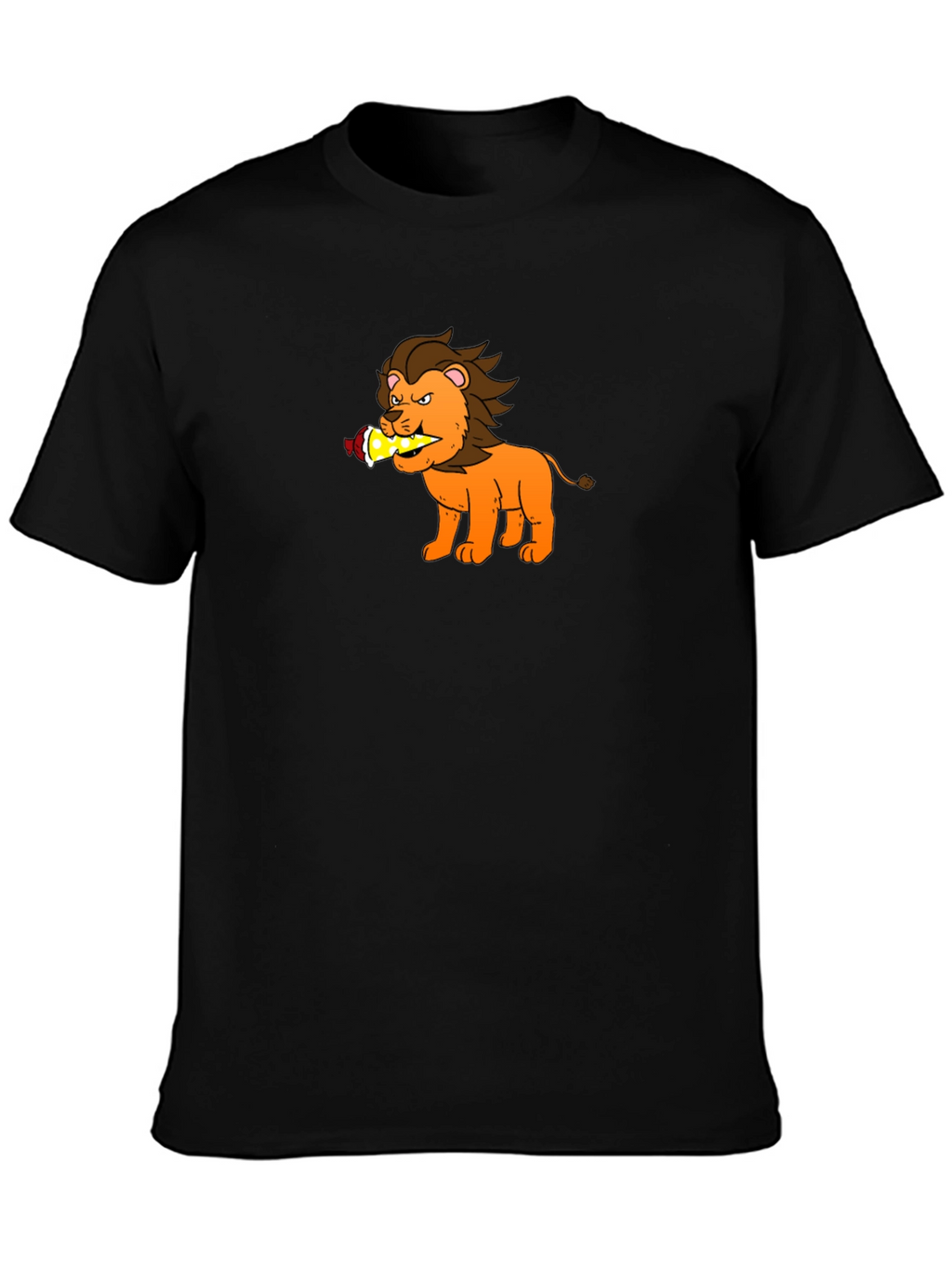 Cartoon Lion T-Shirt - Black Cotton Tee