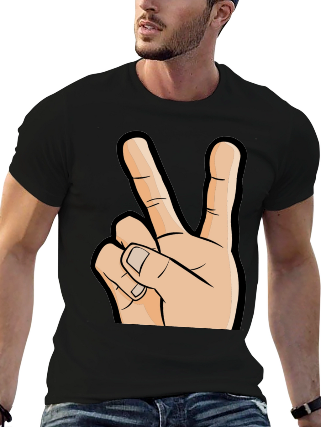 Peace Sign Graphic T-Shirt - Black