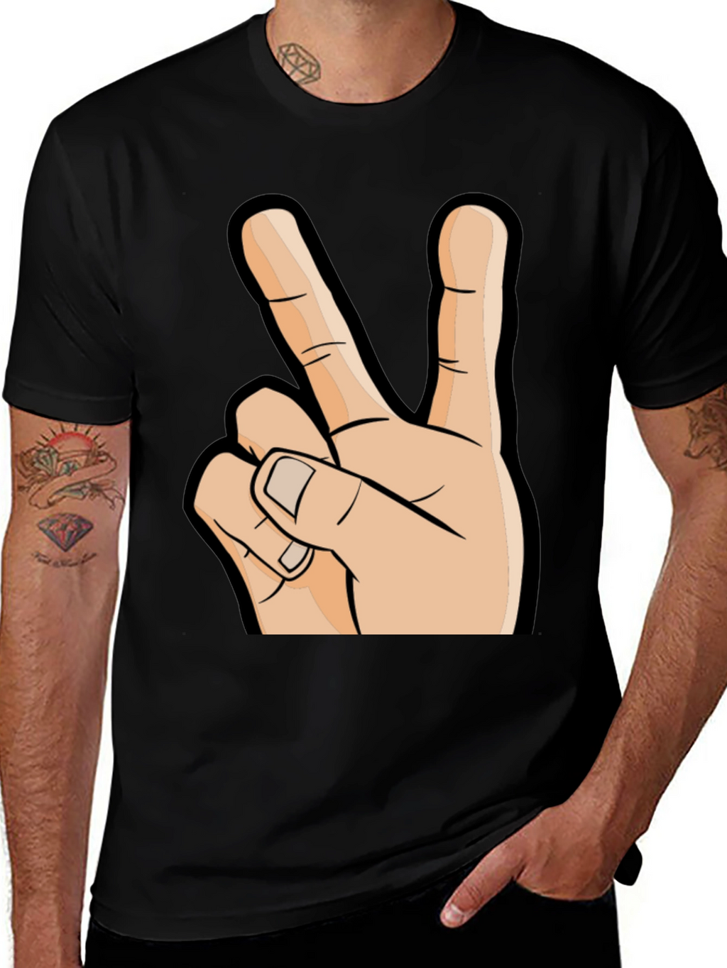 Peace Sign Graphic T-Shirt - Black