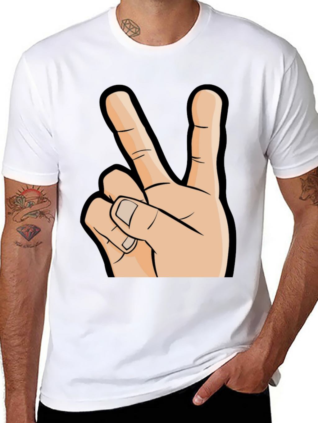 Peace Sign Graphic T-Shirt - Black