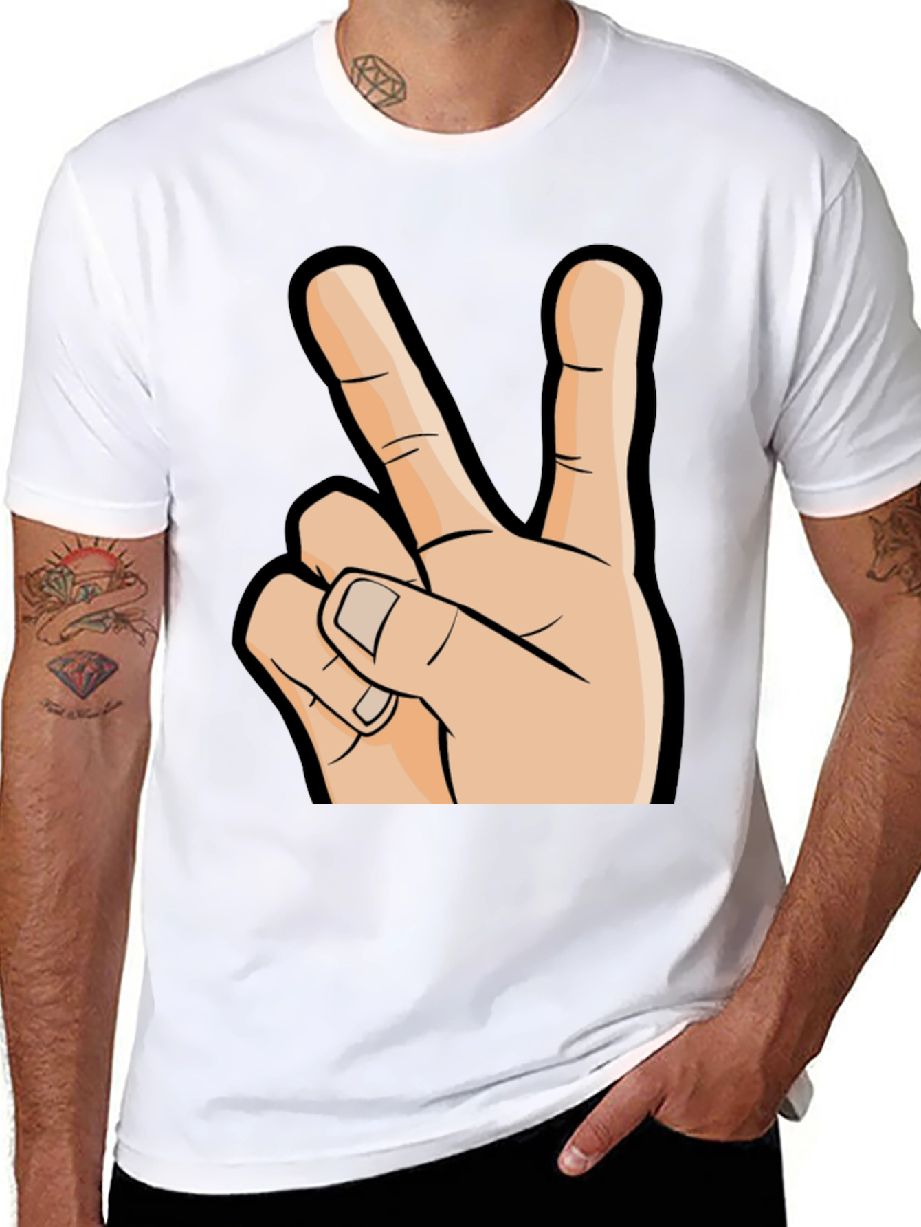 Peace Sign Graphic T-Shirt - Black