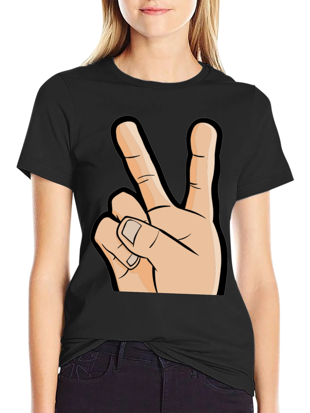 Peace Sign Graphic T-Shirt - Black