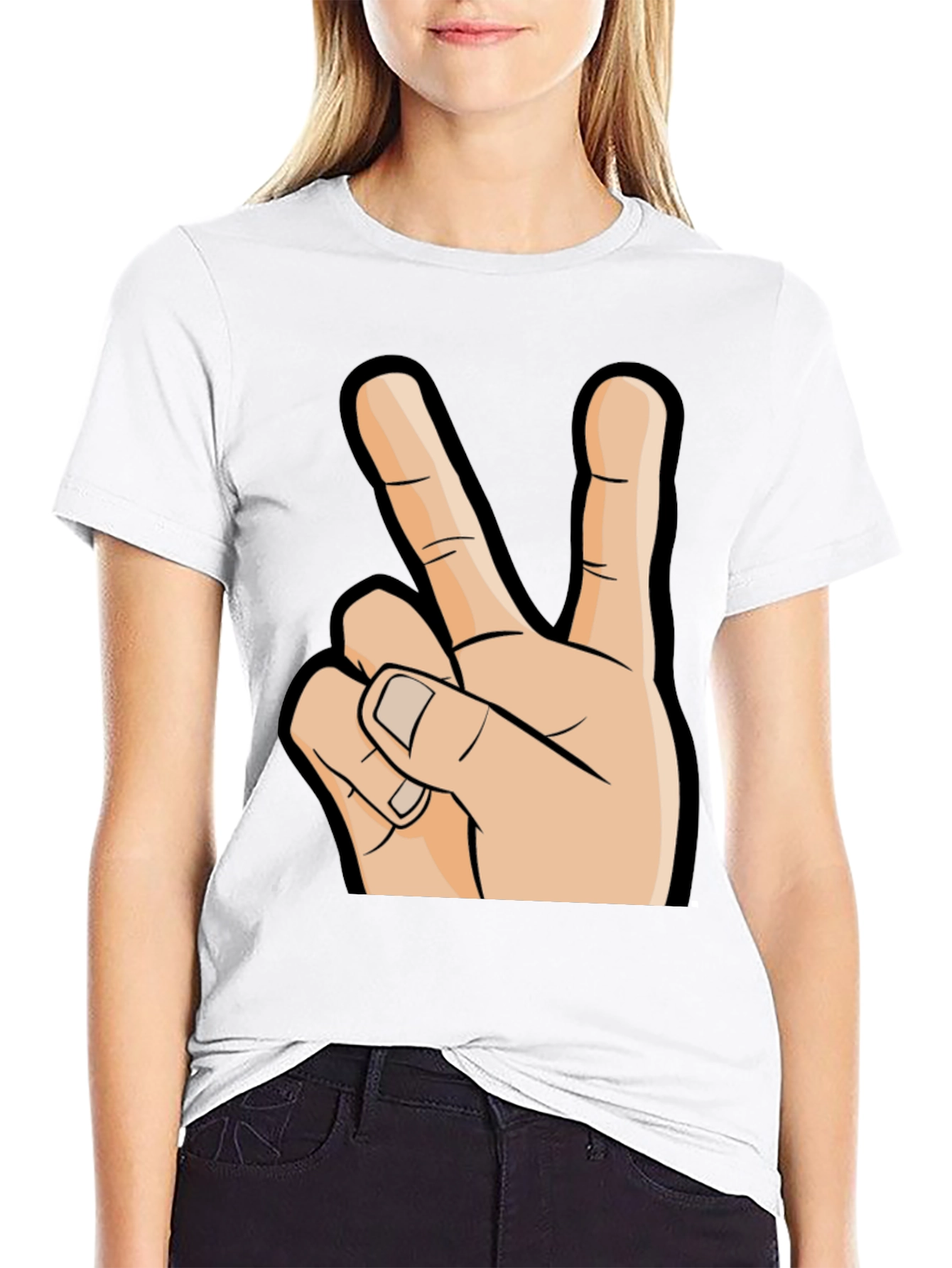Peace Sign Graphic T-Shirt - Black