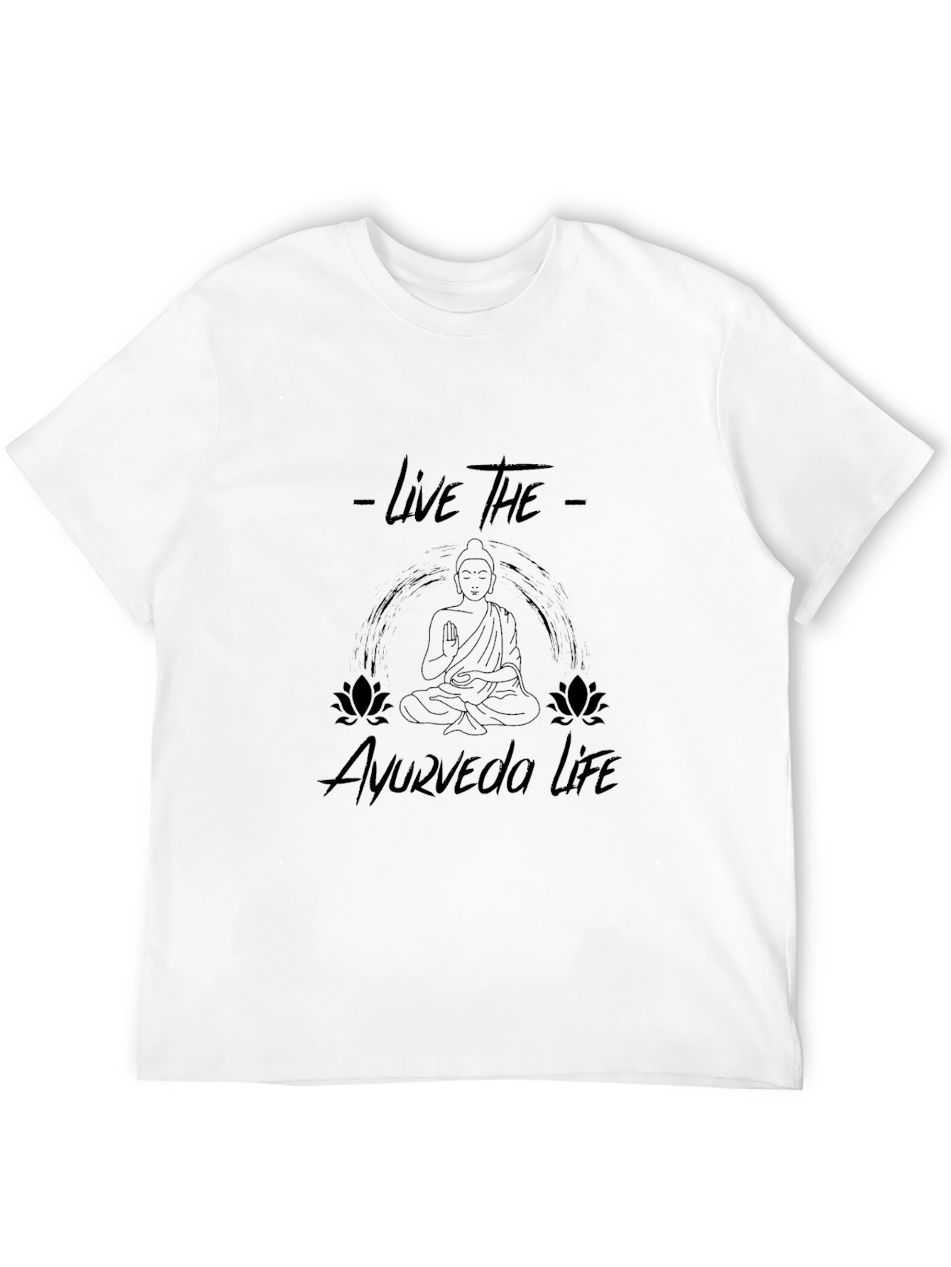 Live the Ayurveda Life Black Graphic T-Shirt