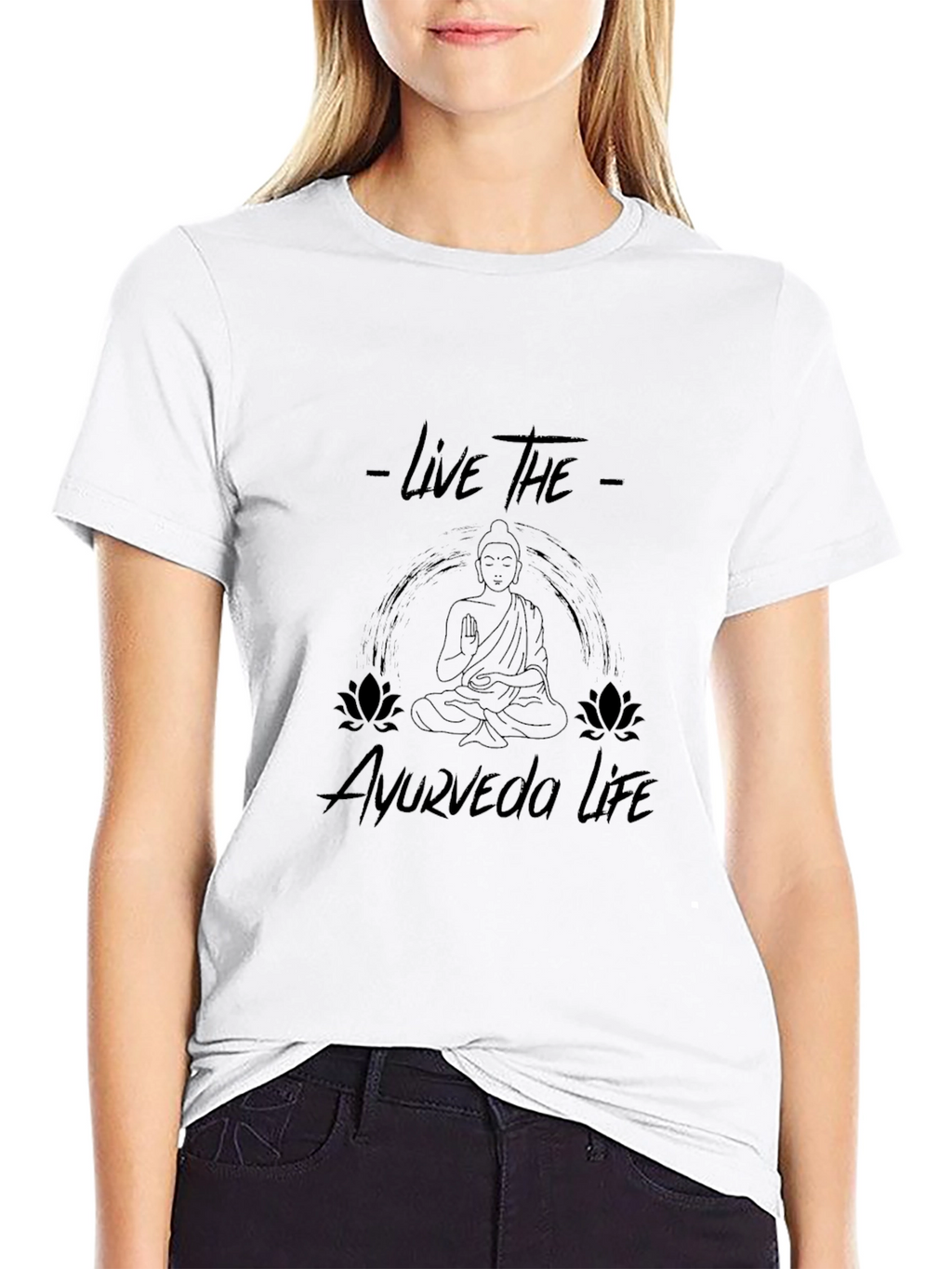 Live the Ayurveda Life Black Graphic T-Shirt
