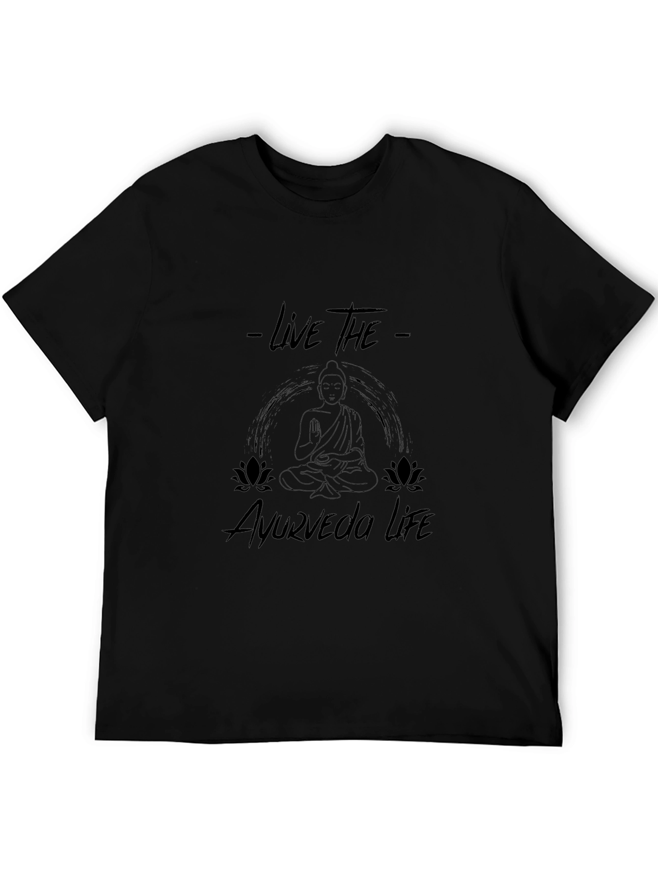 Live the Ayurveda Life Black Graphic T-Shirt