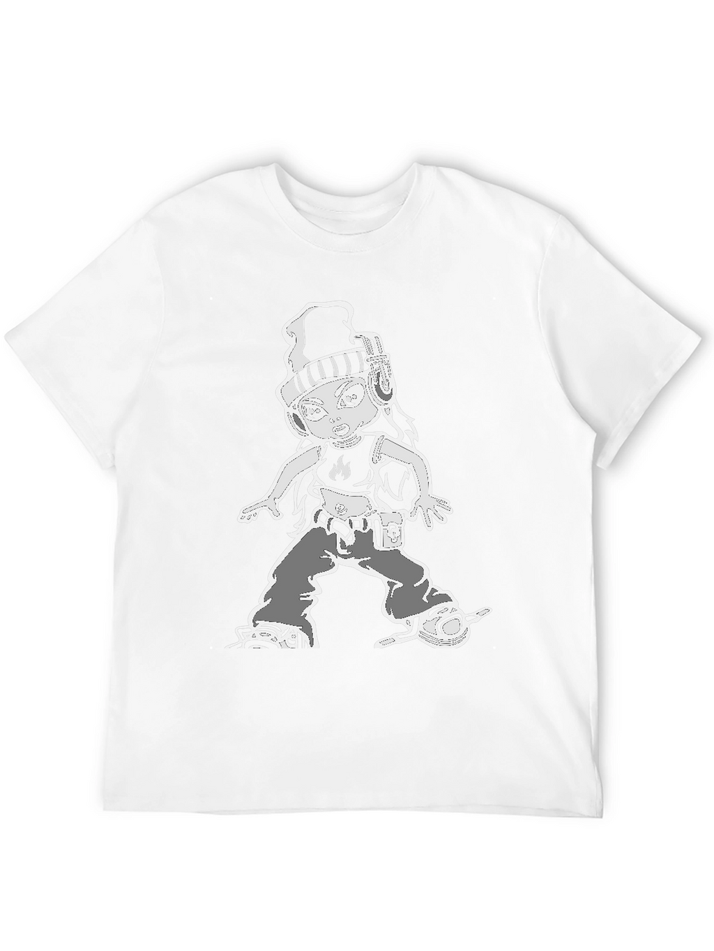 Cartoon Character Graphic Tee - Black
