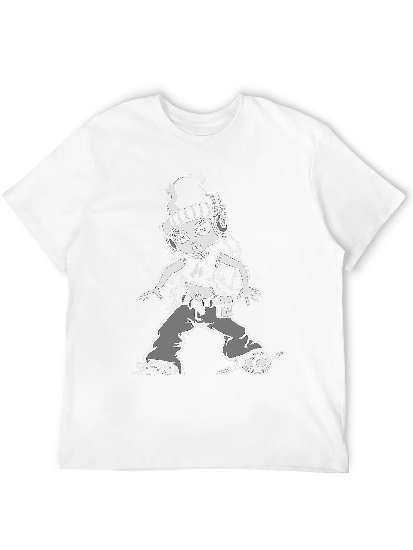Cartoon Character Graphic Tee - Black