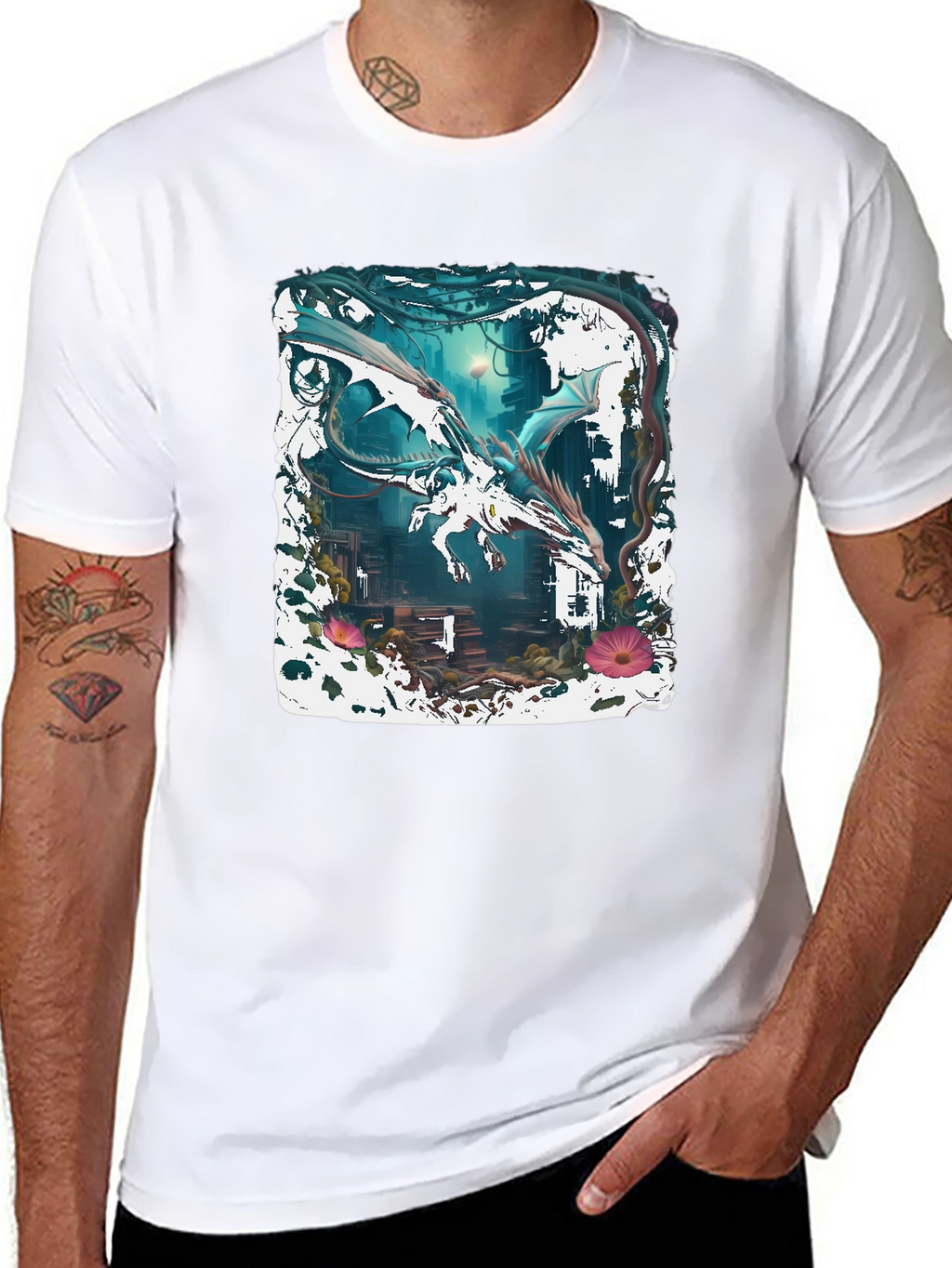 Dragon Art Graphic Tee - Fantasy Creature Shirt