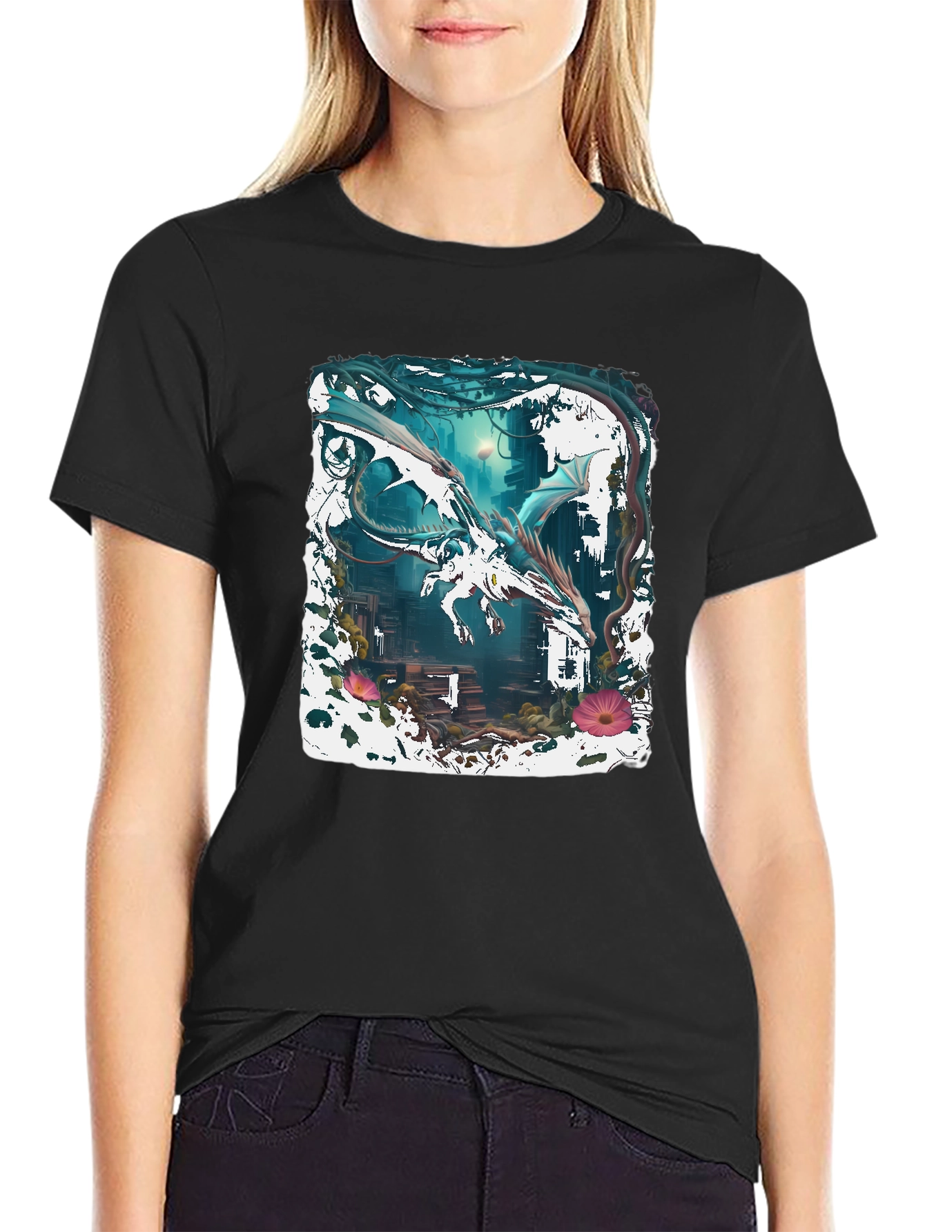 Dragon Art Graphic Tee - Fantasy Creature Shirt