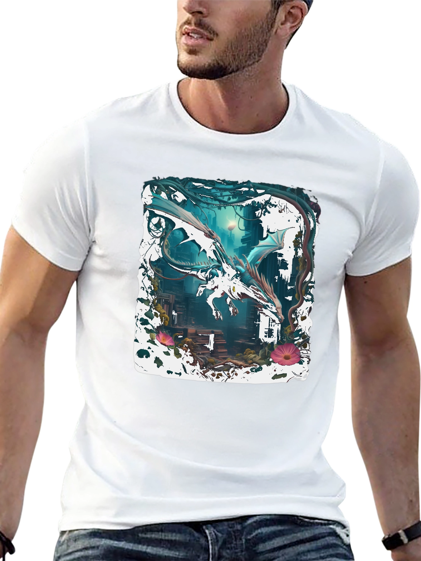 Dragon Art Graphic Tee - Fantasy Creature Shirt