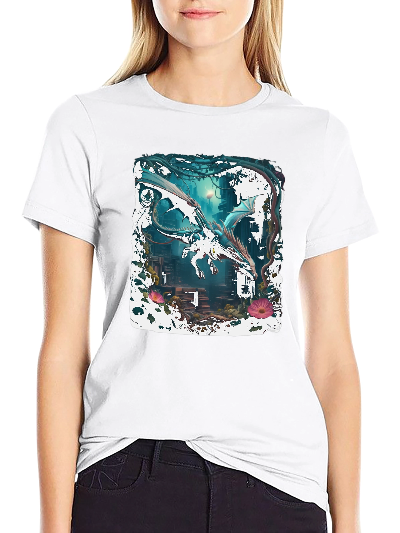Dragon Art Graphic Tee - Fantasy Creature Shirt