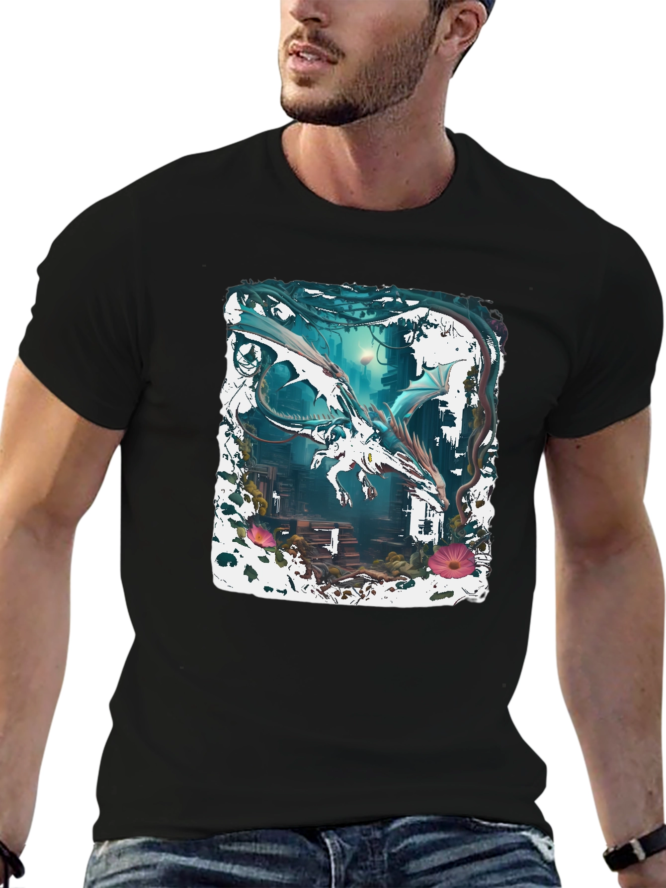 Dragon Art Graphic Tee - Fantasy Creature Shirt