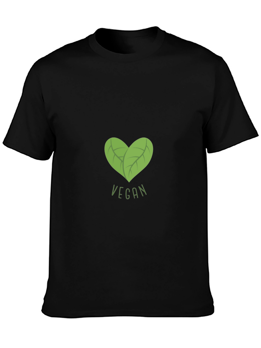 Vegan Heart Leaf Graphic Black T-Shirt