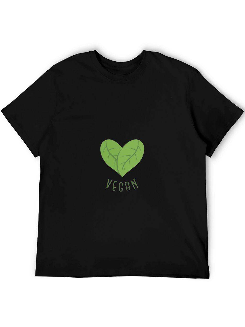 Vegan Heart Leaf Graphic Black T-Shirt