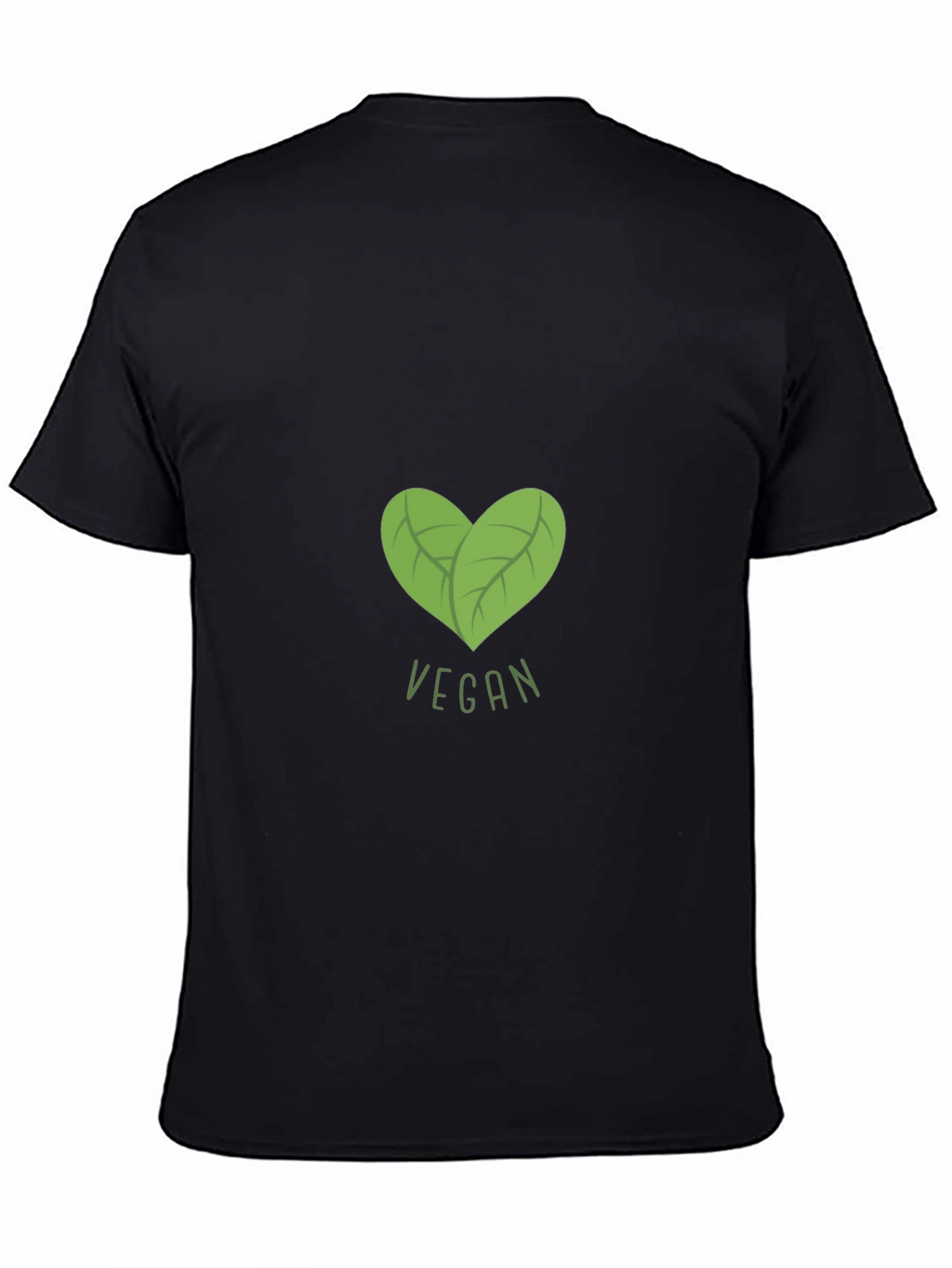 Vegan Heart Leaf Graphic Black T-Shirt