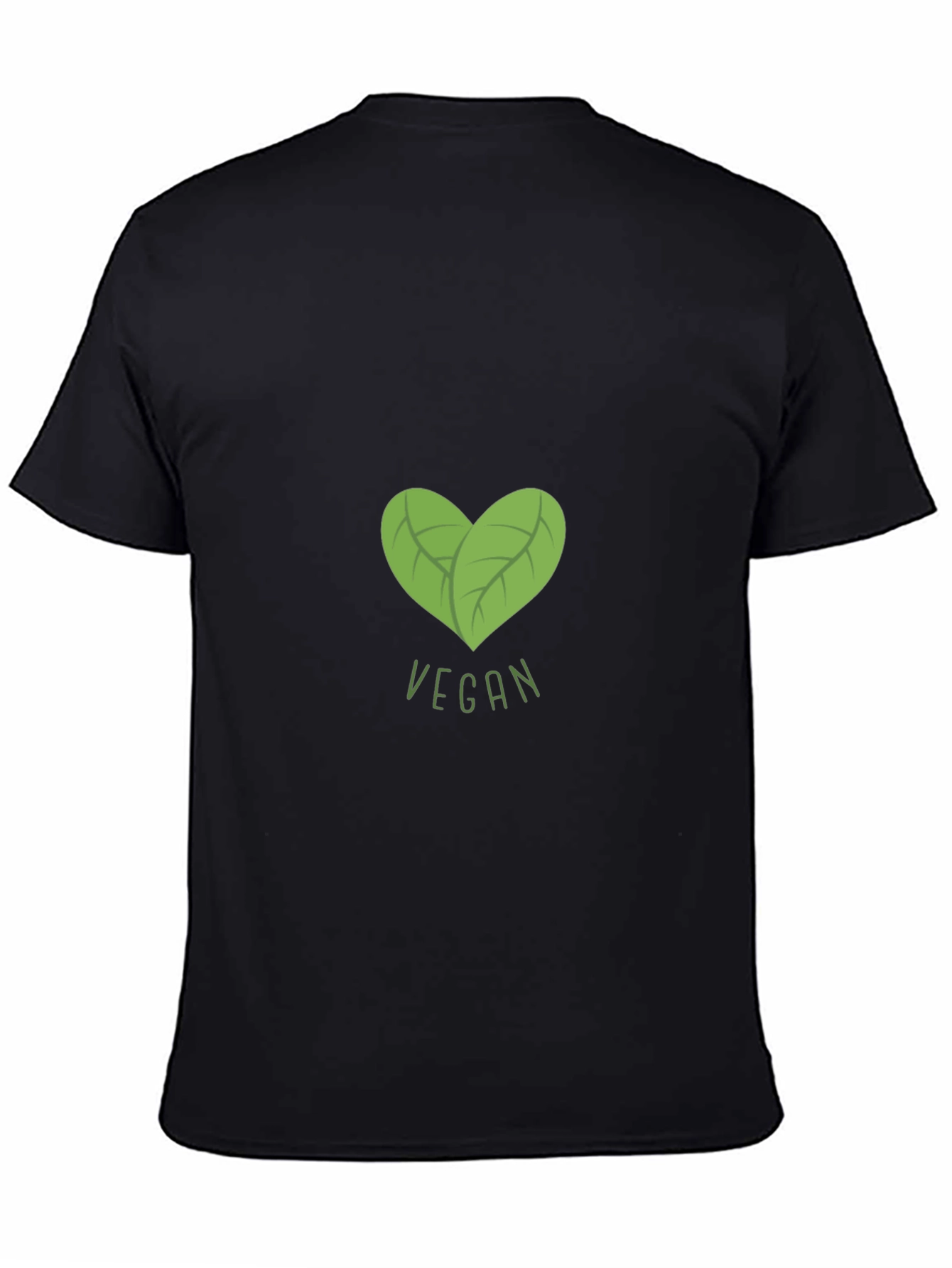 Vegan Heart Leaf Graphic Black T-Shirt