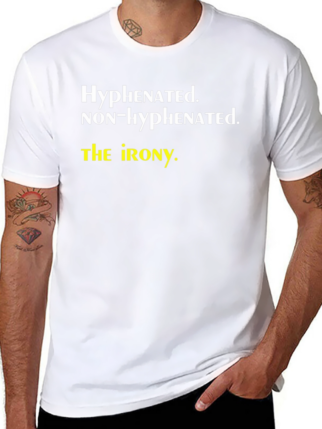 Hyphenated Irony T-Shirt: Funny Grammar Humor Tee