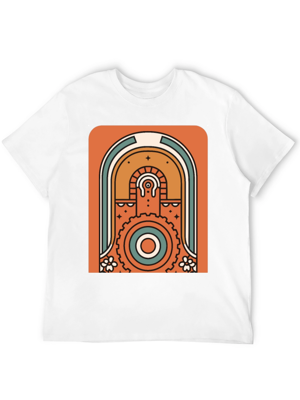 Retro Geometric Graphic T-Shirt - Black